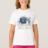 Dusty Blue Navy Champagne Ivory Floral Flower girl