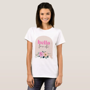 T-shirt Dusty Rose floral "hello quatre oh" rétro