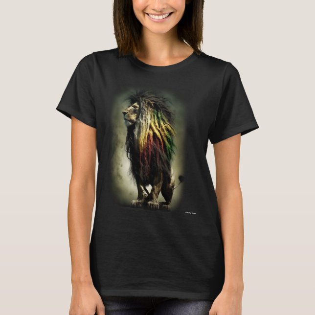 T-shirt DuttyTees Rasta Lion Three (Devant)