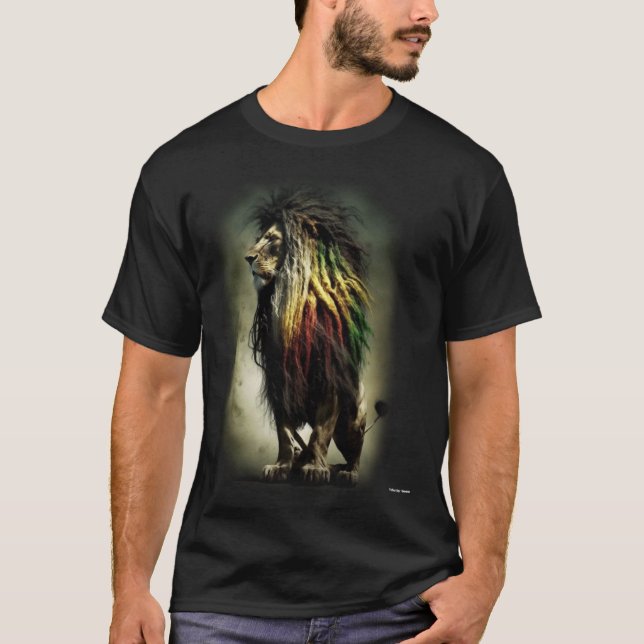 T-shirt DuttyTees Rasta Lion Three (Devant)