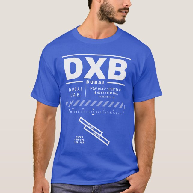 T-shirt DXB de l'aéroport international de Dubaï (Devant)