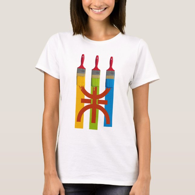 T-shirt Dyeing brush paint the Amazigh flag (Devant)