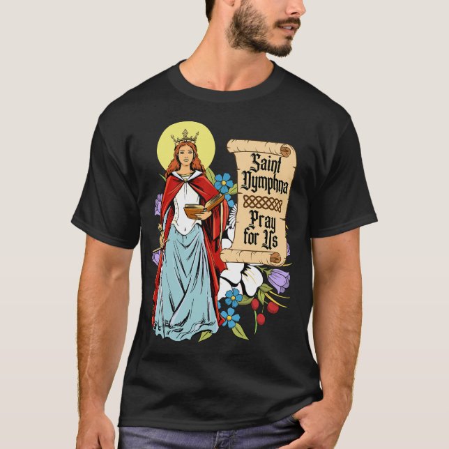 T-shirt Dymphna Pureté Lily Patron Saint Santé mentale Cha (Devant)