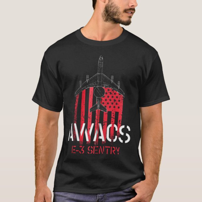 T-shirt E-3 Sentry AWACS - US Flag Military Aeroplane Pilo (Devant)
