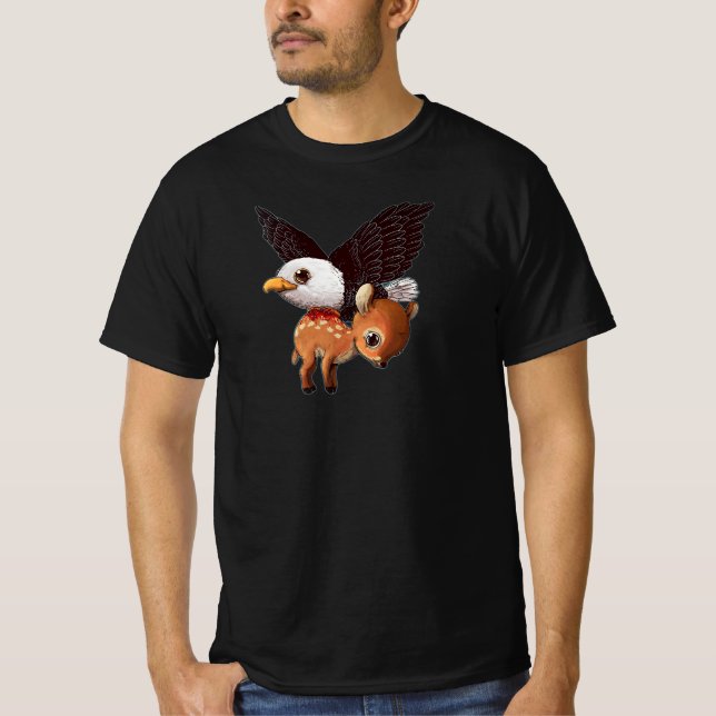 T-shirt Eagle and Fawn Whimsical Wildlife Art Print (Devant)