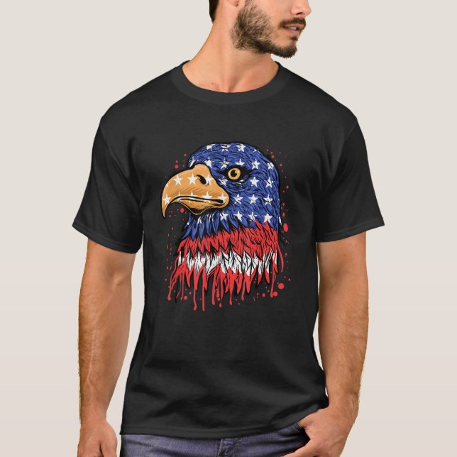 T-shirt Eagle Bird USA Drapeau américain patriotique Améri (Devant)