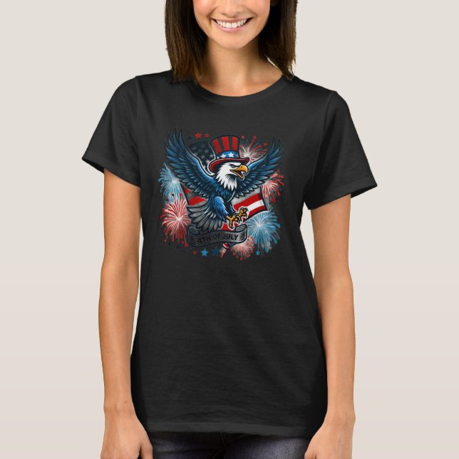 T-shirt Eagle Funny 4 juillet Fête de l'Indépendance Patri (Devant)