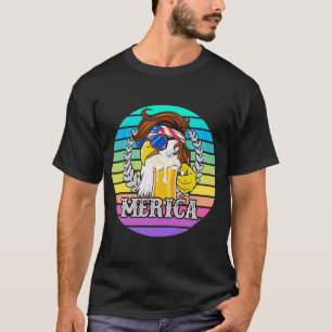 T-shirt Eagle Mullet Merica Mens Beer 4 juillet