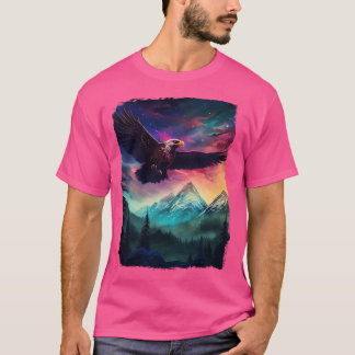 T-shirt Eagle Northern Light Aurora Borealis Paysage Mont