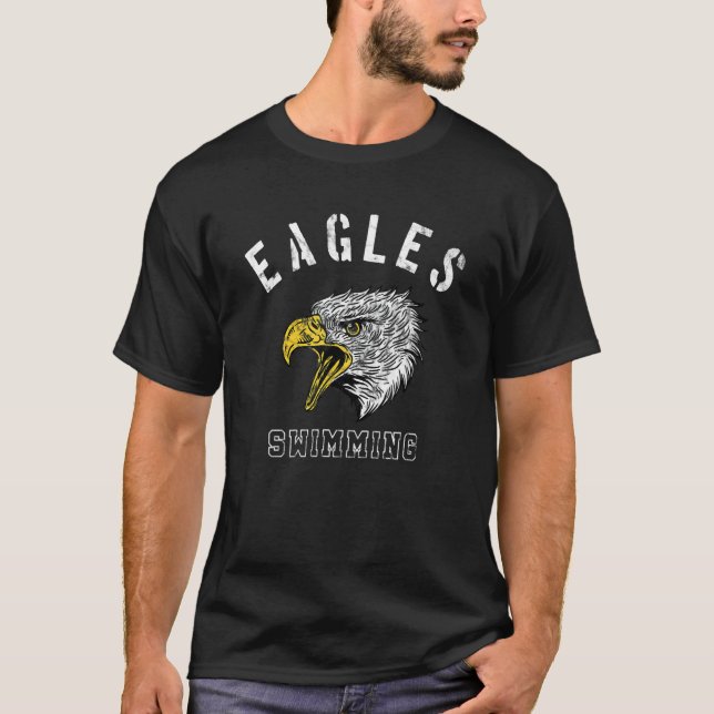 T-shirt Eagles Swimming School Spirit Team Mascot Game Nig (Devant)