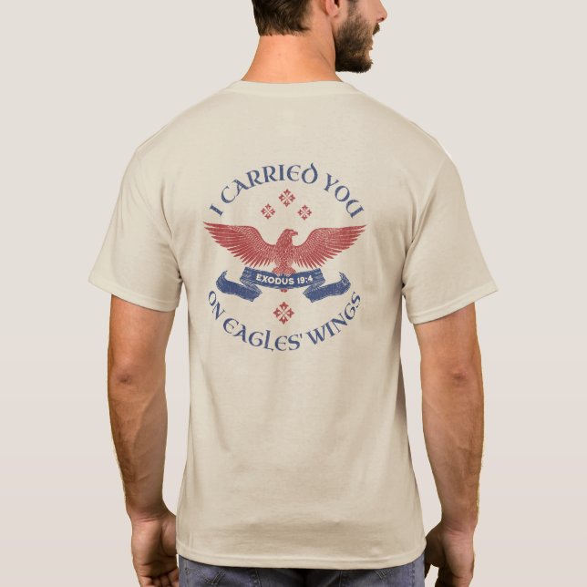 T-shirt Eagle's Wings Scripture Exodus 19:4 Red/Blue (Dos)