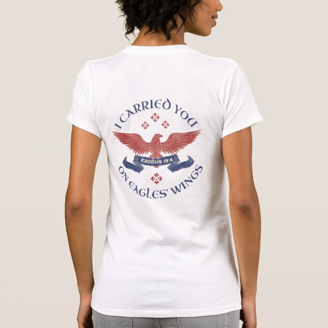 T-shirt Eagle's Wings Scripture Exodus 19:4 Red/Blue (Dos)