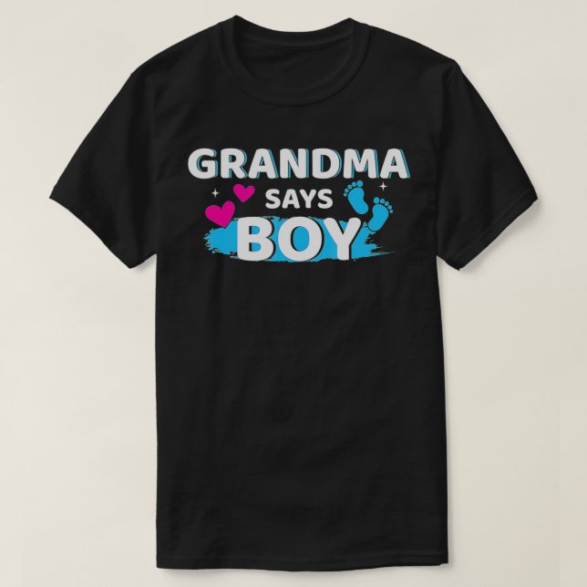 T-shirt Eal Reveal grandma says boy matching family bab (Design devant)