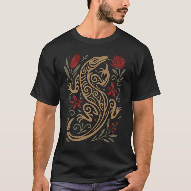 T-shirt Earthy Goanna Wildlife Design (Devant)