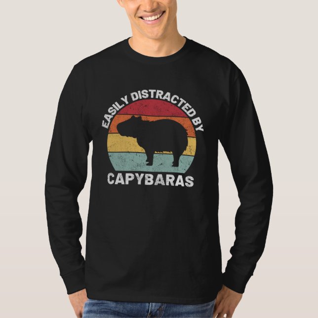 T-shirt Easily Distracted By Capybara Retro Capybara (Devant)