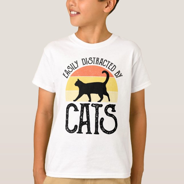 T-shirt Easily Distracted By Cats (Devant)