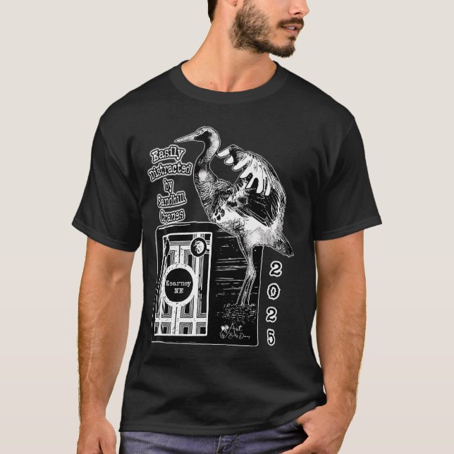 T-shirt Easily Distracted By Sandhill Cranes 2025 Antique  (Devant)
