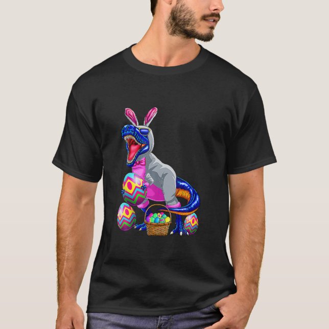 T-shirt Easter Basket Bunny Dinosaur Egg T Rex Kids Boys G (Devant)