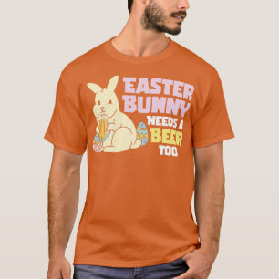 T-shirt Easter Bunnies Beer Drinking Holiday Rabbit       