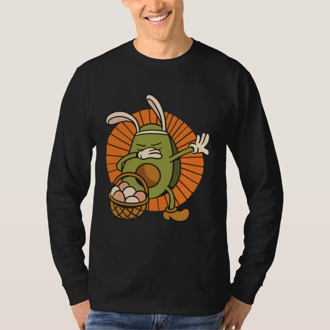 T-shirt Easter Bunny Avocado with Rabbit Ears and Basket o (Devant)