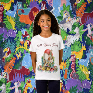 T-Shirt Easter Bunny Family Chick Aquarelle Florale Wreath