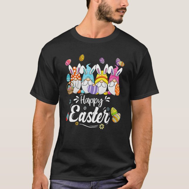 T-shirt Easter Bunny Gnome Easter Eggs Hunting Women Kids  (Devant)