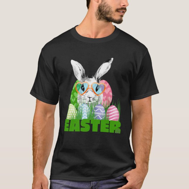 T-shirt Easter Bunny with Glasses Egg Hunting (Devant)