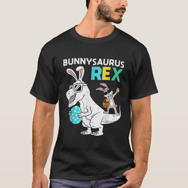 T-shirt Easter Bunnysaurus T Rex Dino Dabbing Rabbit Boys  (Devant)