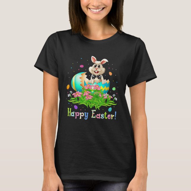 T-shirt Easter Day Egg And Bunny Rabbit Happy Easter (Devant)