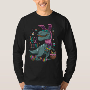 T-shirt Easter Day T Rex Dino Rabbit Ears With Egg Boys