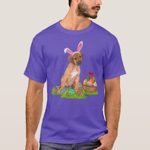T-shirt Easter Egg Hunting Bunny Rhodesian Ridgeback Dog E
