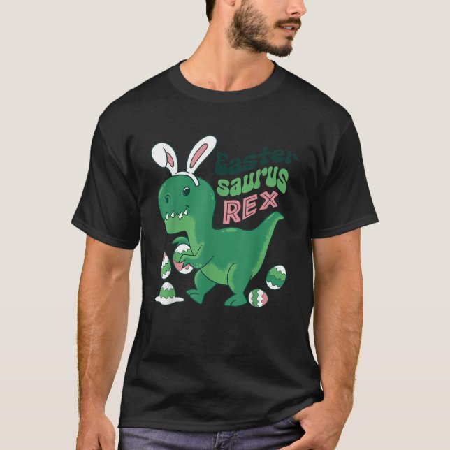 T-shirt Easter Saurus Rex Eggs Bunny T Rex Dinosaur Boys G (Devant)