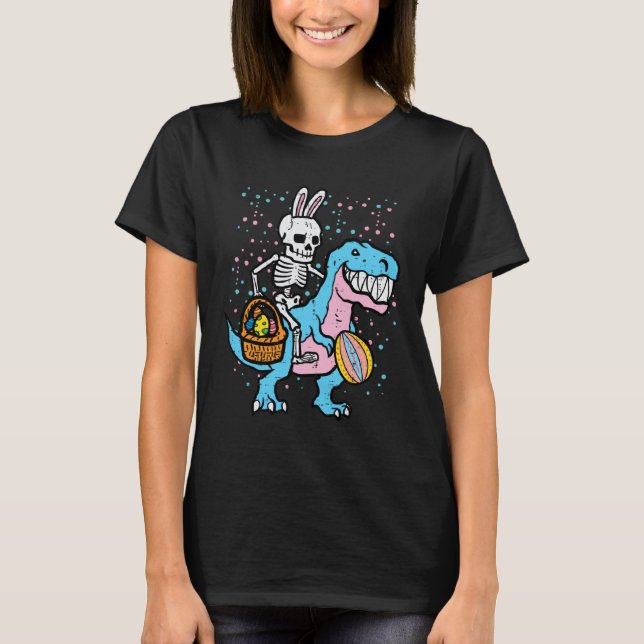 T-shirt Easter Skeleton On Dino Trex Egg Hunting Toddler B (Devant)