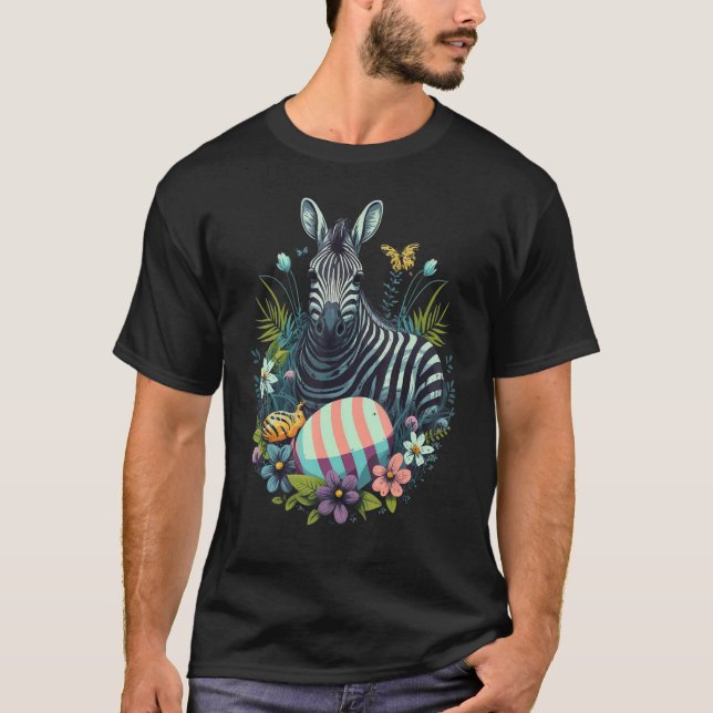 T-shirt Easter Zebra Bunny Eggs on Easter Zebra (Devant)