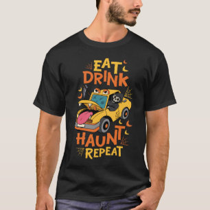 T-shirt Eat Drink Haunt Répéter Funny Halloween Ghost