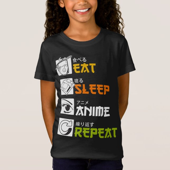 T-Shirt eat sleep anime repeat |funny japanese manga (Devant)