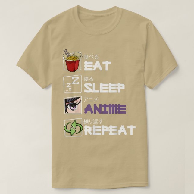 T-shirt Eat Sleep Anime Repeat Kawaii Otaku Manga Japan Fa (Design devant)