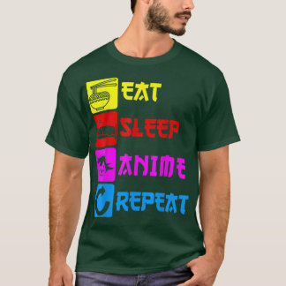 T-shirt Eat Sleep Anime Repeat Manga Japan Saying Cosplay