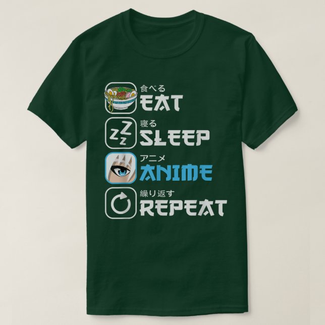 T-shirt Eat Sleep Anime Repeat Manga Otaku Funny Japanese  (Design devant)