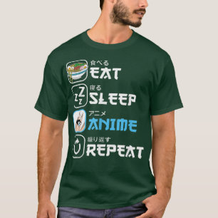 T-shirt Eat Sleep Anime Repeat Manga Otaku Funny Japanese 