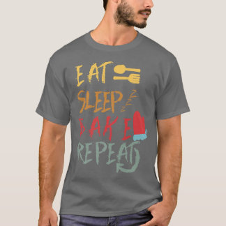 T-shirt eat sleep bake repeat funny cooking baking designs