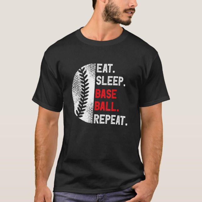 T-shirt Eat Sleep Baseball Repeat Baseball Player  Basebal (Devant)