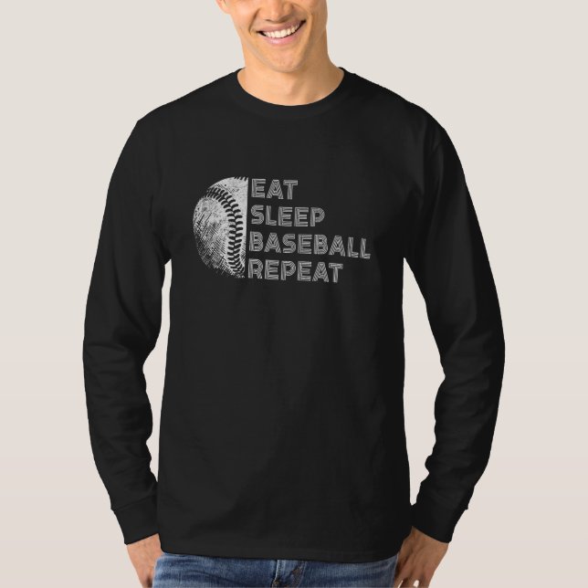T-shirt Eat Sleep Baseball Repeat Baseball Player  Basebal (Devant)