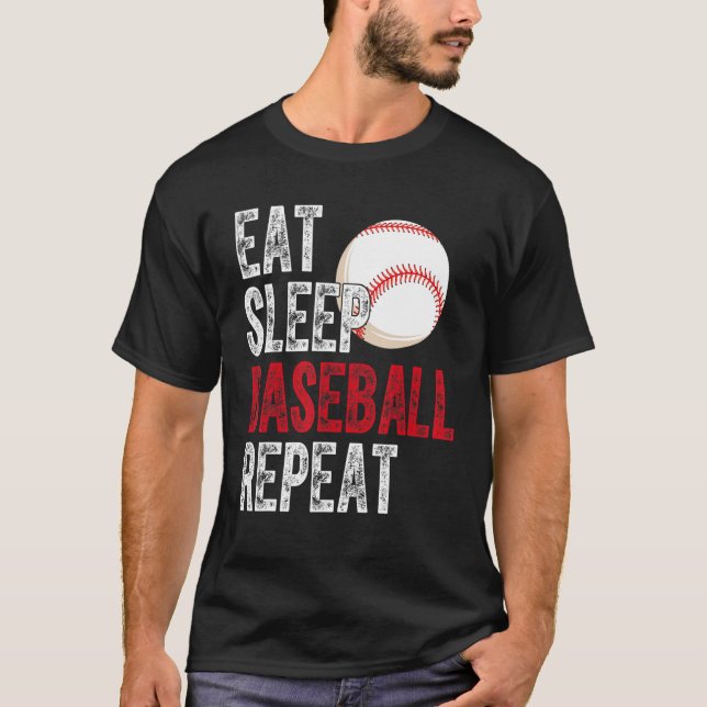 T-shirt Eat Sleep Baseball Repeat Baseball Player  Basebal (Devant)