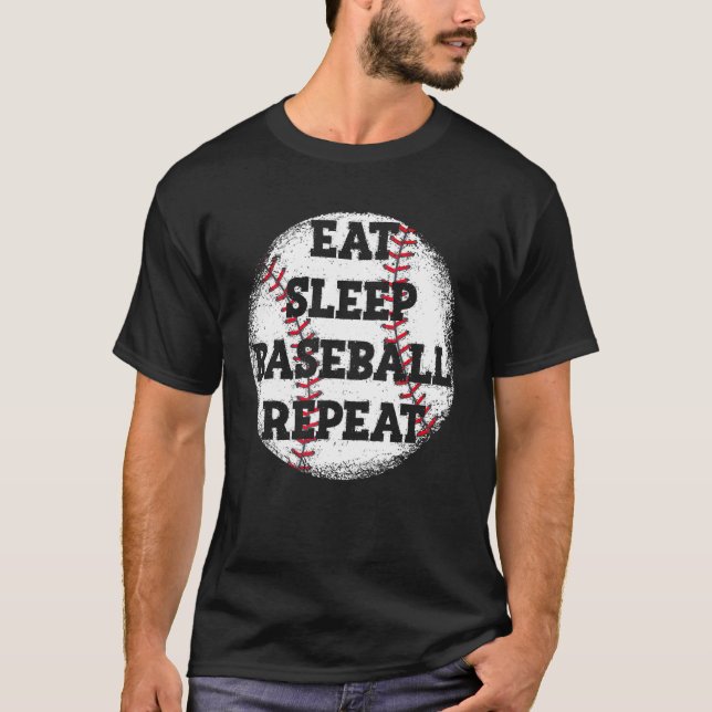 T-shirt Eat Sleep Baseball Repeat Baseball Player Dad Coac (Devant)