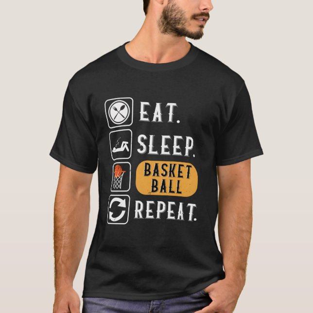 T-shirt Eat Sleep Basketball Repeat Basketball (Devant)