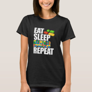 T-shirt Eat Sleep Build Répéter Master Builder Bricks Bloc