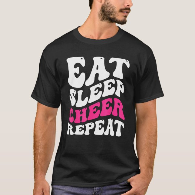 T-shirt Eat Sleep Cheer Repeat  Cheerleader Cheering Squad (Devant)