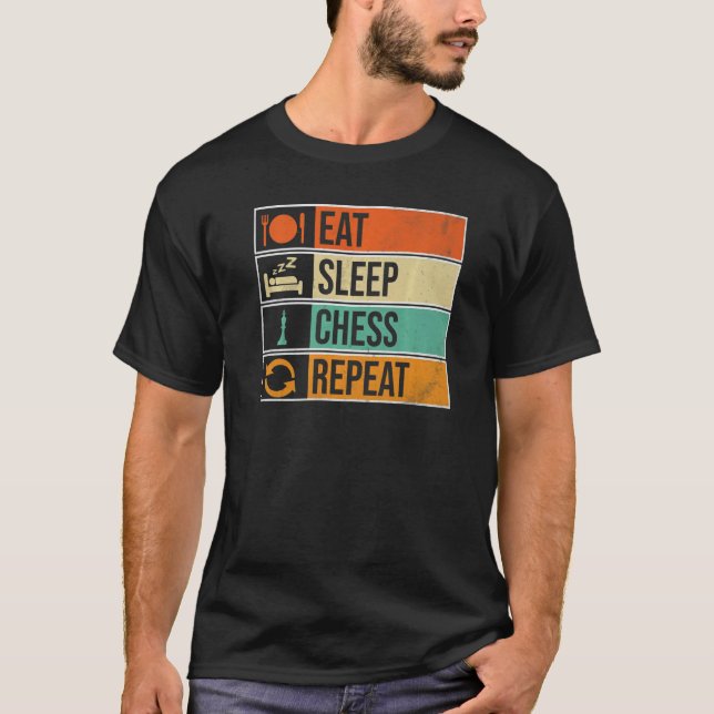 T-shirt Eat Sleep Chess Repeat Chess Player (Devant)