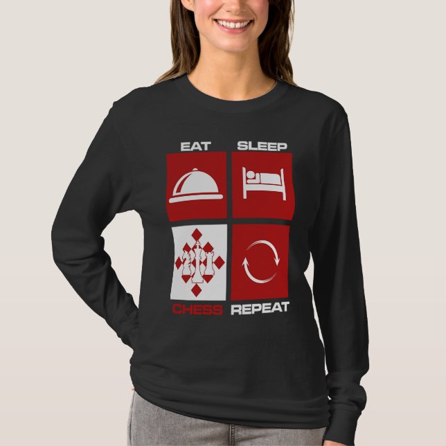 T-shirt Eat Sleep Chess Repeat Skills Move King Knight Gam (Devant)